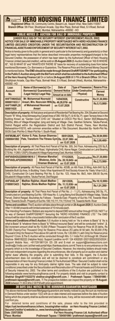 Public Notice for Sale of Immovable Property