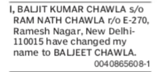 PUBLIC NOTICE - NAME CHANGE