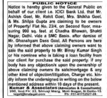 Public Notice: Property Ownership Claim and Intended Sale