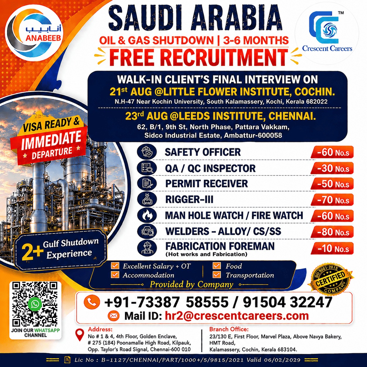 Saudi Arabia Oil & Gas Shutdown Free Recruitment 2026