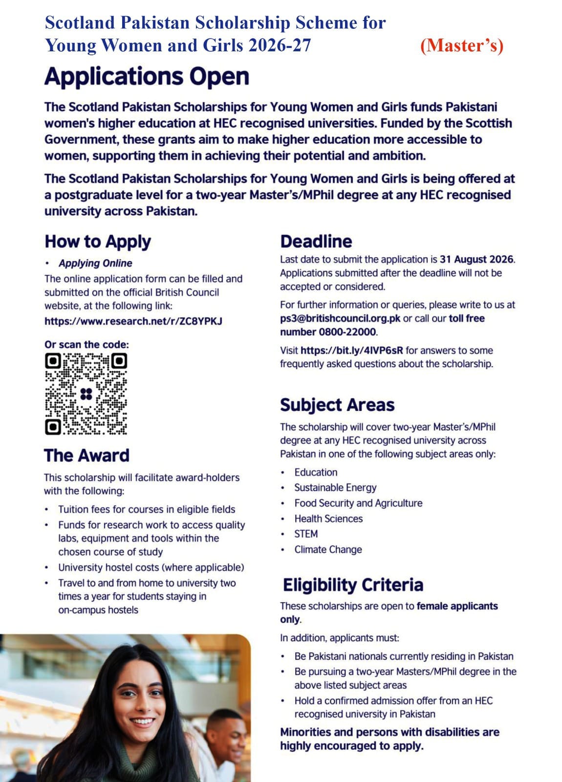 Scotland Pakistan Scholarship Scheme 2026-27 (Master's)
