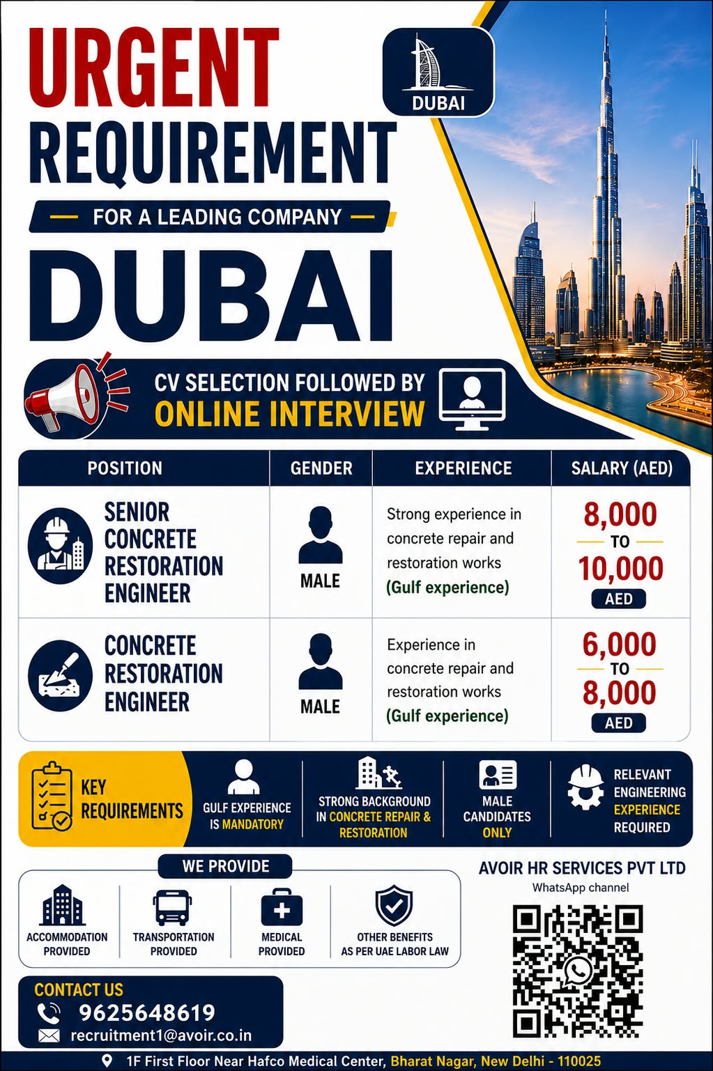 Urgent Job Openings: Concrete Restoration Engineers in Dubai