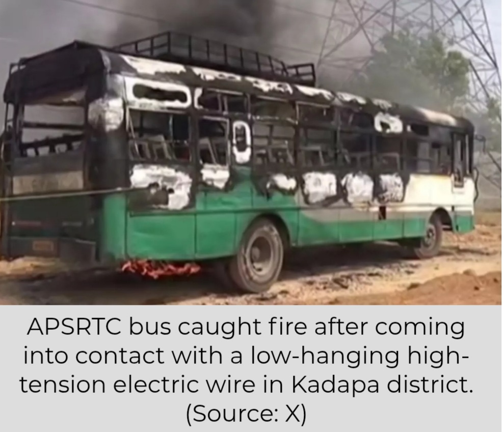 21 Passengers Escape unhurt As Bus catches Fire
