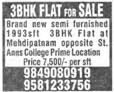 3 BHK FLAT FOR SALE