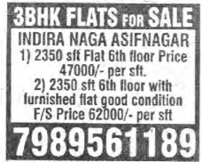 3 BHK FLATS FOR SALE