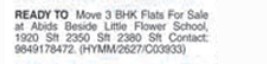3BHK FLATS FOR SALE AT ABIDS
