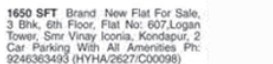 3BHK FLATS FOR SALE AT KONDAPUR