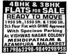 4 BHK and 3 BHK Flats for sale