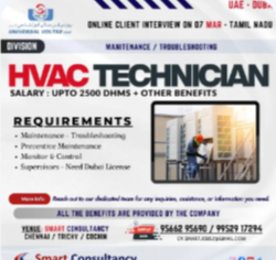 A leading company in Dubai (UAE) is looking for experienced HVAC