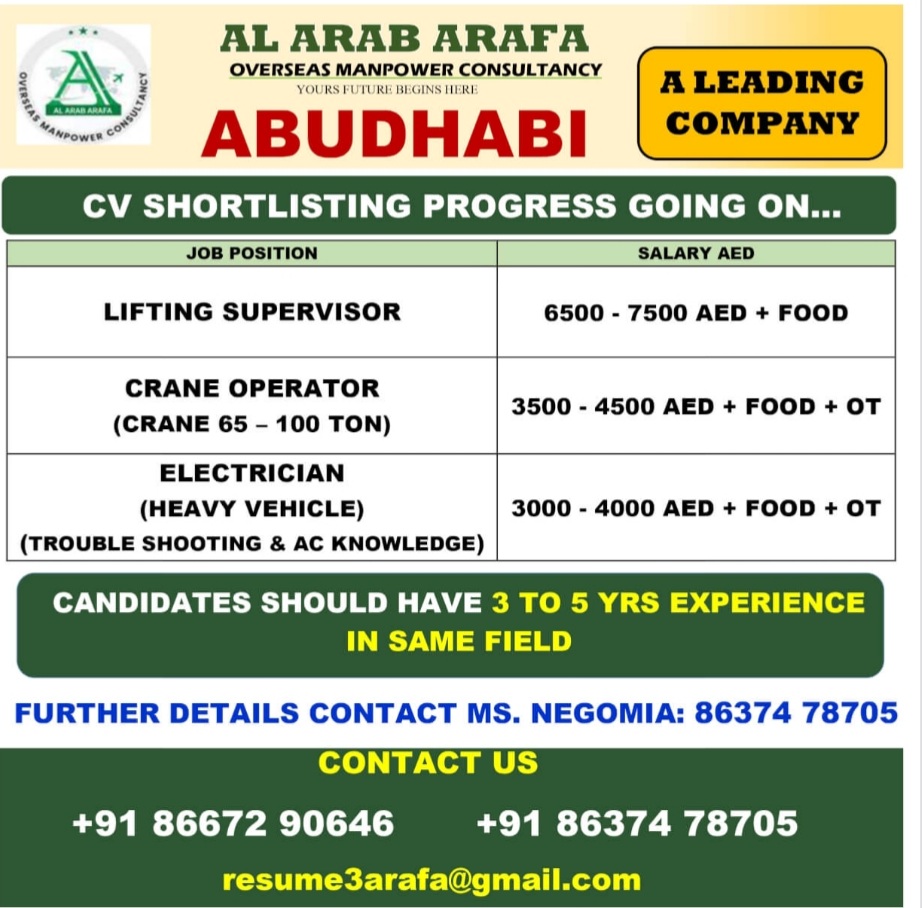 A LEADING COMPANY IS HIRING FOR SAUDI ARABIA