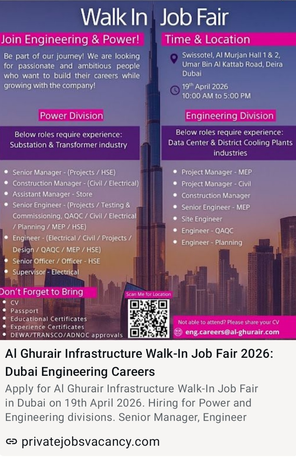 AL GHURAIR WALK IN JOB FAIR 2026