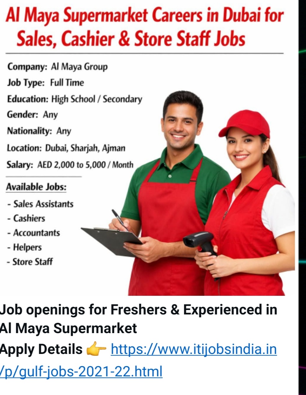 AL MAAYA SUPER MARKET IS RECRUITING AT DUBAI