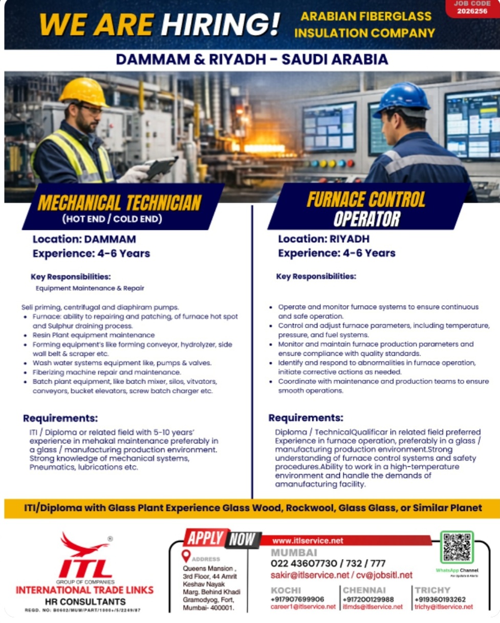 ARABIAN FIBERGLASS INSULTION COMPANY IS HIRING