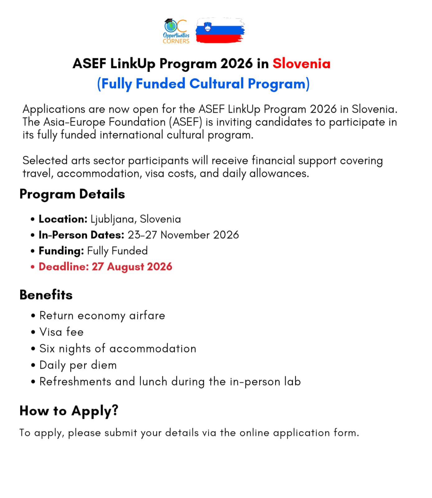 ASEF LinkUp Program 2026 in Slovenia (Fully Funded)