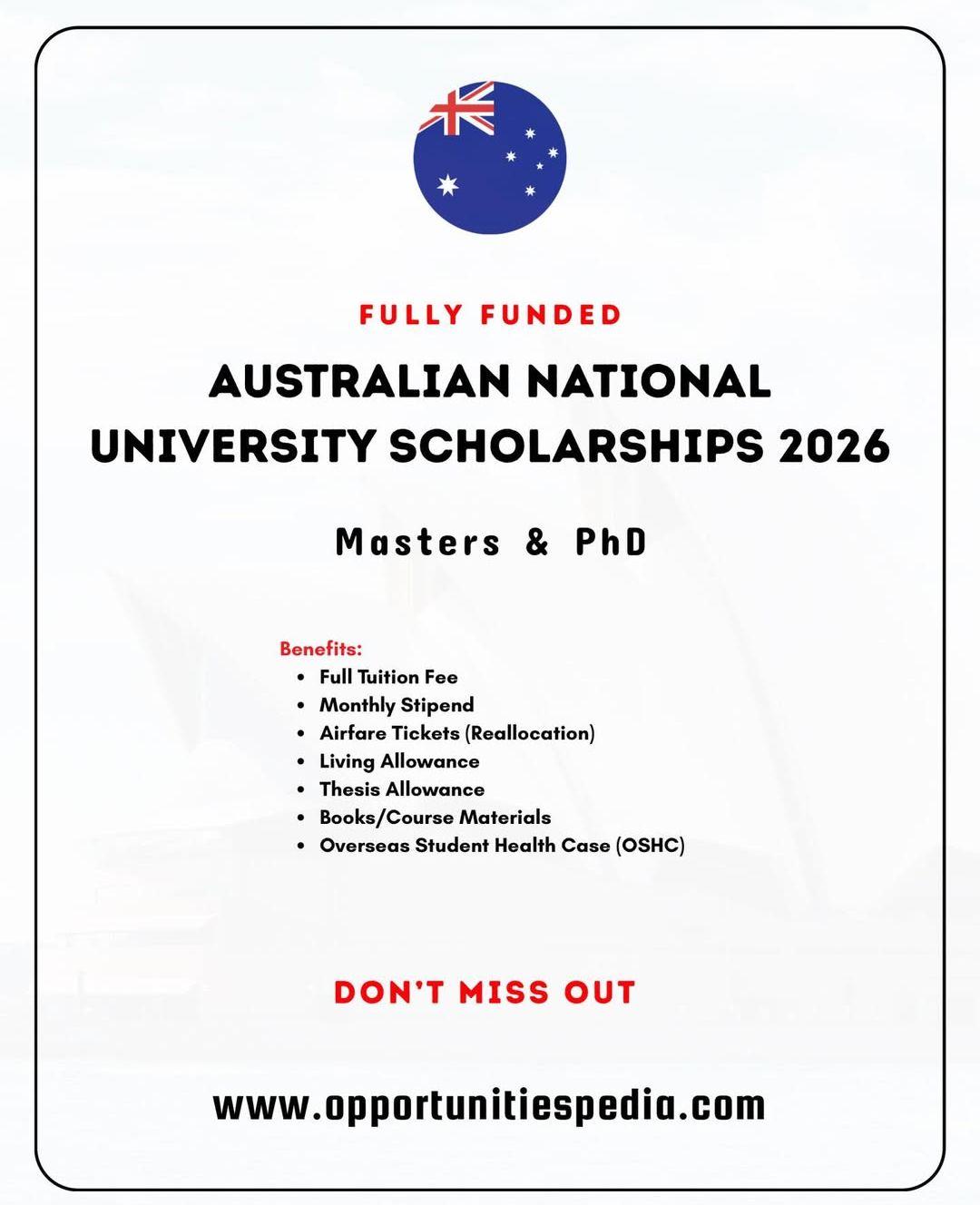 AUSTRALIAN NATIONAL UNIVERSITY SCHOLARSHIP 2026