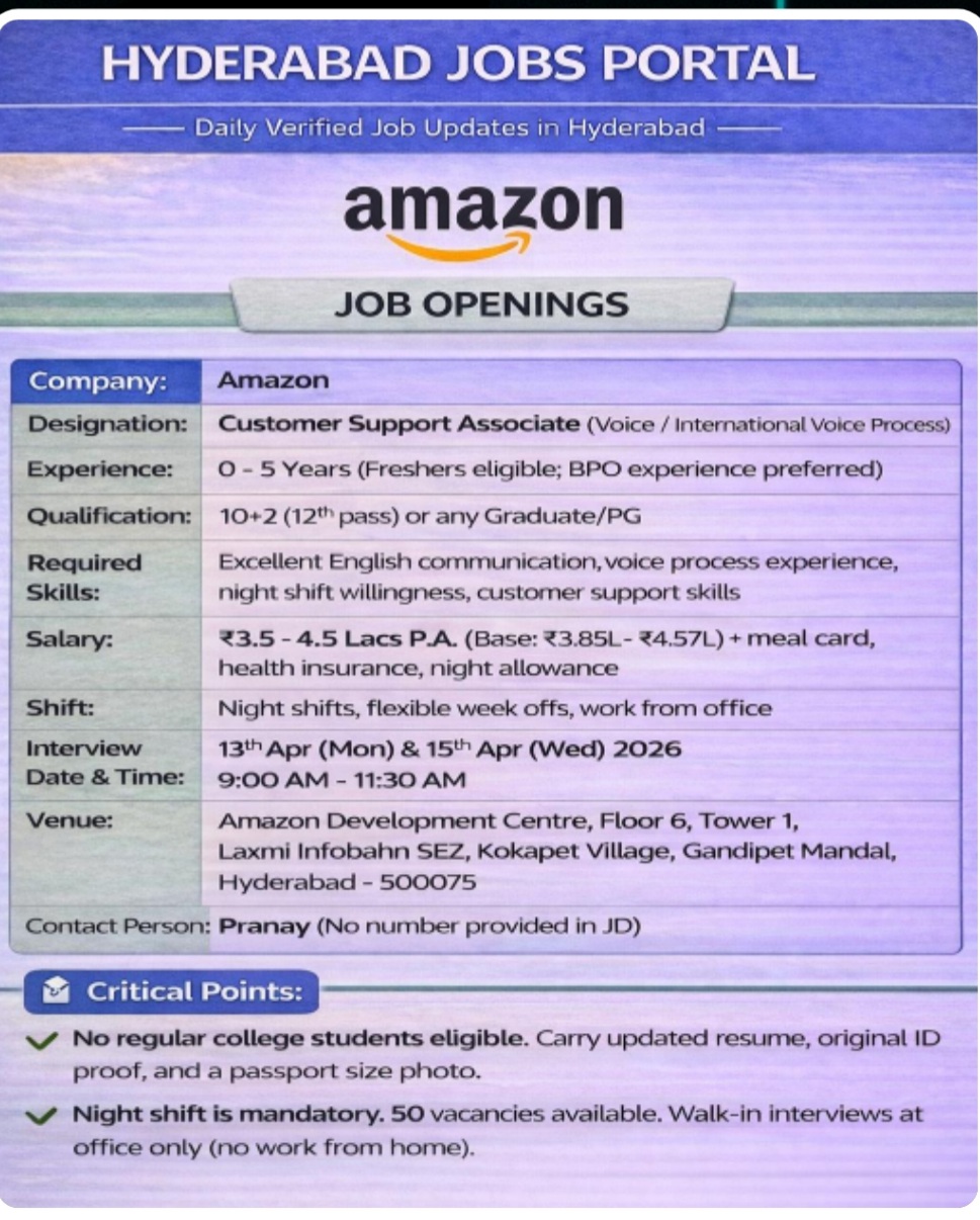 AMAZON IS HIRING FOR CUSTOMER SUPPORT ASSOCIATE