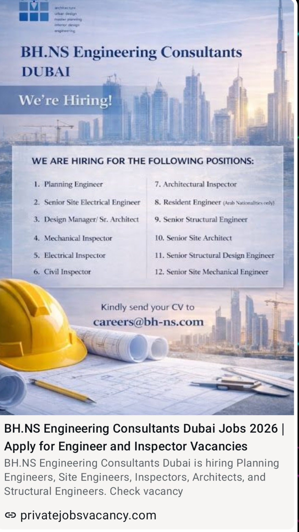 BH.NS ENGINEERING CONSULTANTS IS HIRING FOR 2026