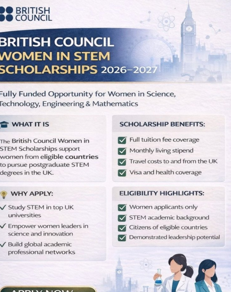 British Council Women in STEM Scholarships 2026–2027 | Fully Funded | UK