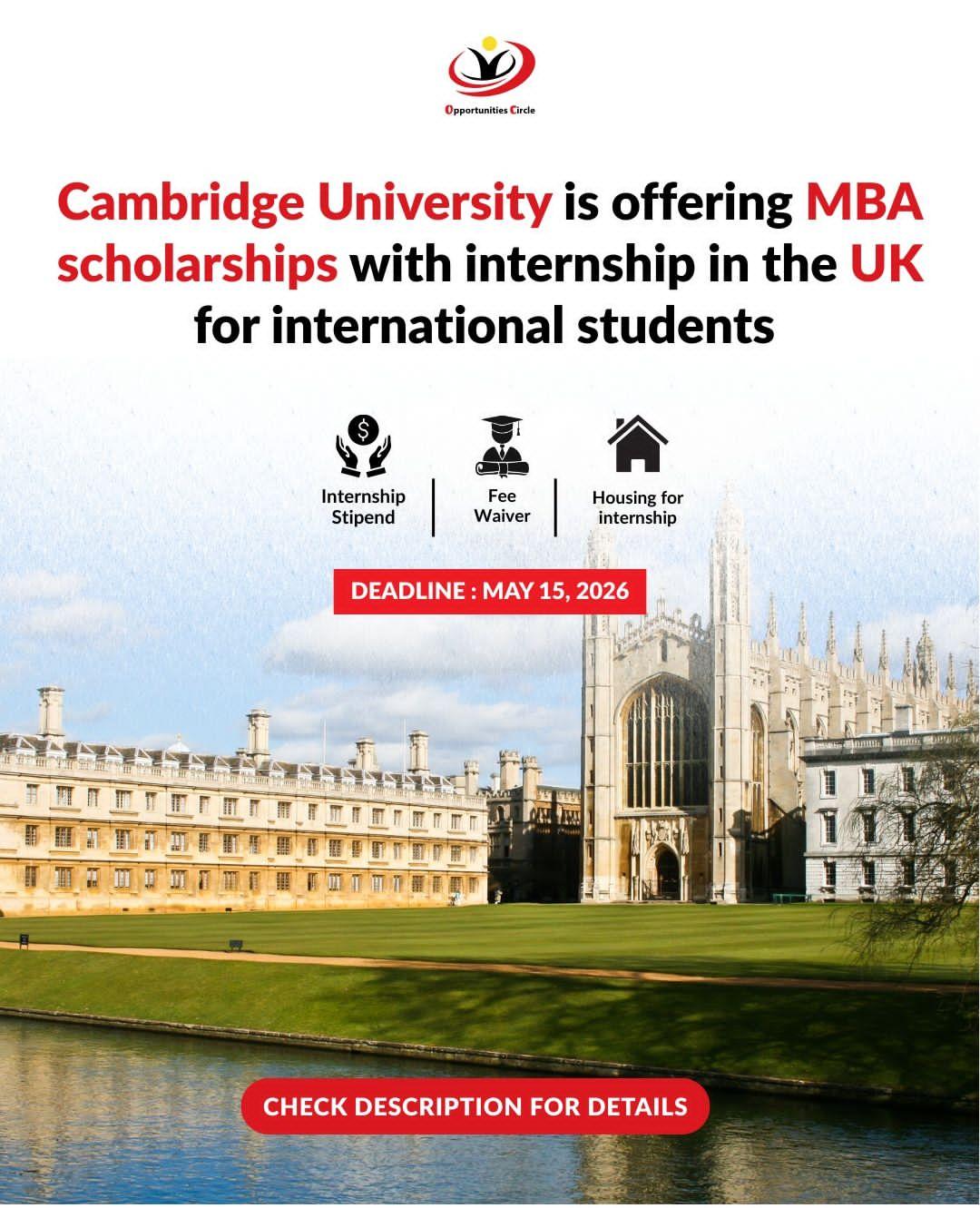 CAMBRIDGE UNIVERSITY OFFERING SCHOLARSHIPS.