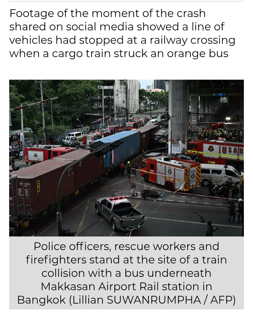 Cargo Train Hits Bus in Bangkok, 8 killed