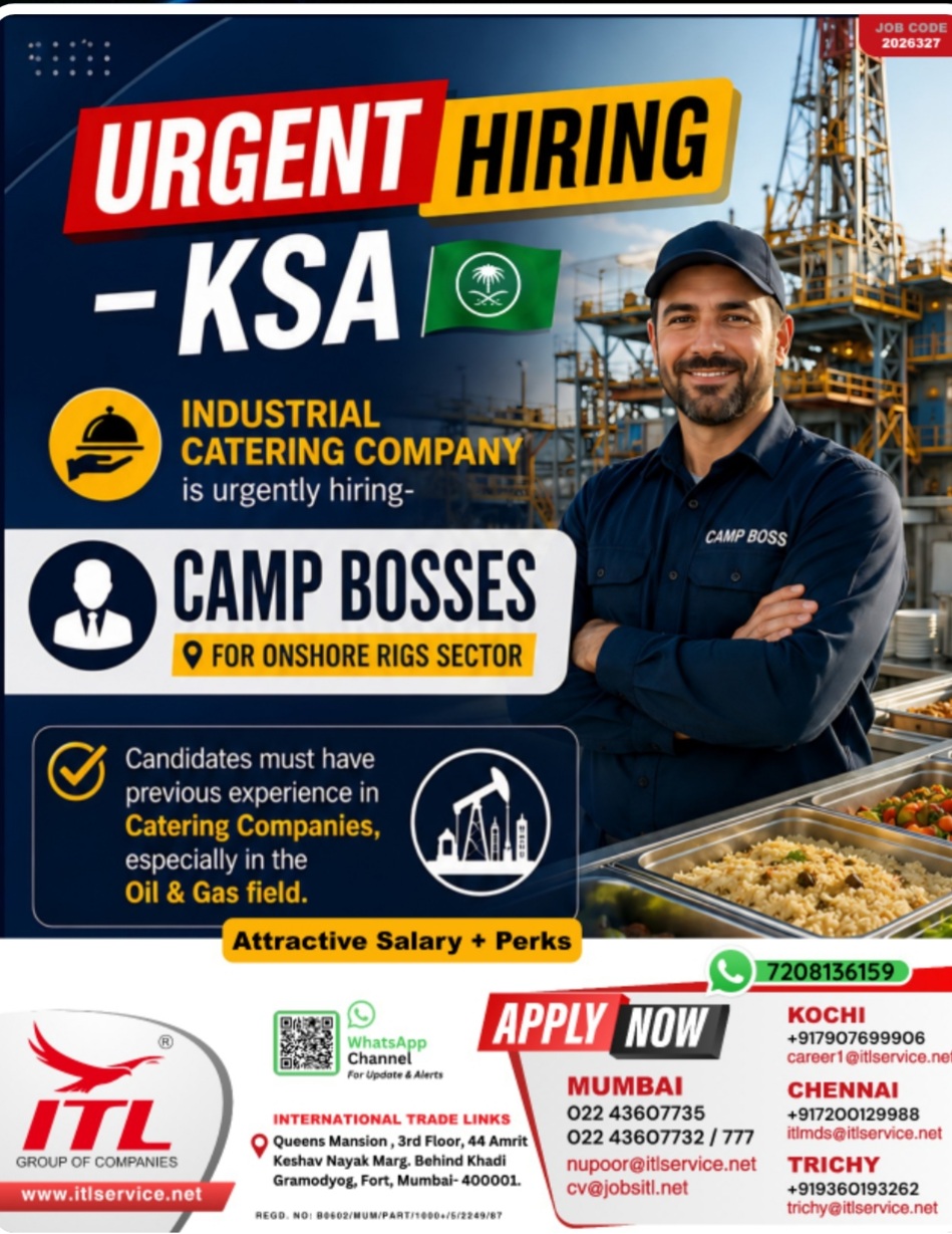 CATERING COMPANY IS URGENTLY HIRING FOR KSA