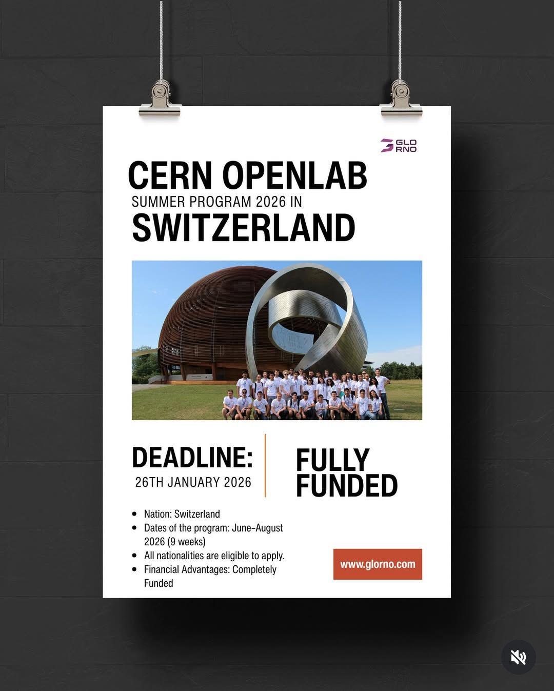 CERN OPENLAB SUMMER PROGRAM 2026 IN SWITZERLAND