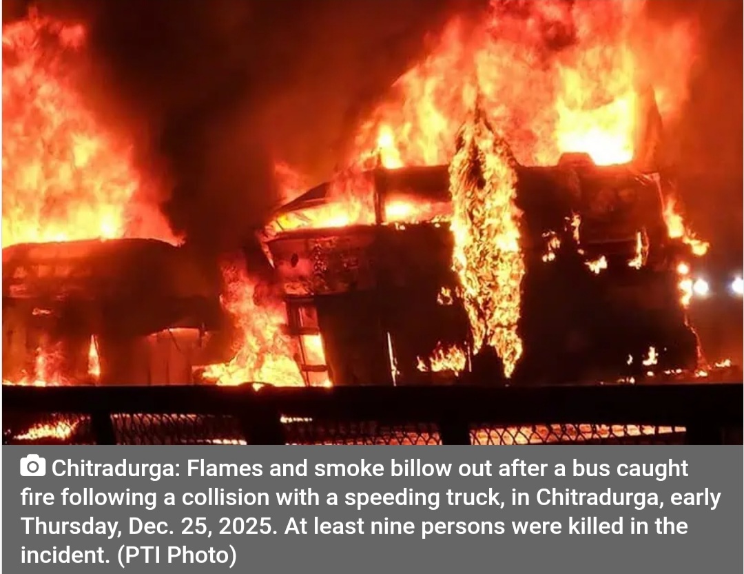 Charred bodies, scattered debris: 5 death after truck collides with bus in Karnataka