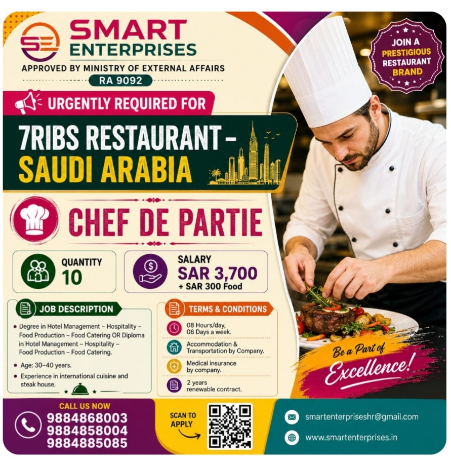 CHEF DE PARTIE REQUIREMENT FOR SAUDI ARABIA