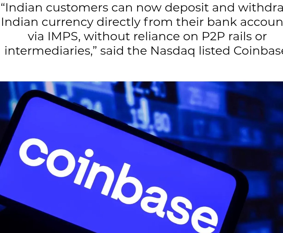 Coinbase Launches Direct INR Deposits & Withdrawals For Indian Crypto Traders
