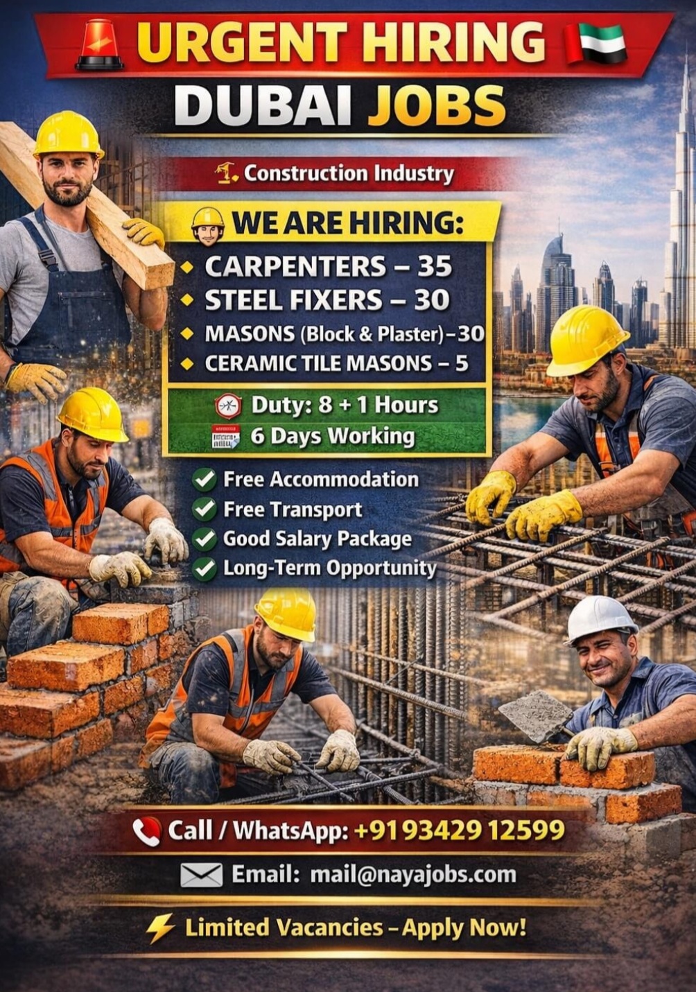 CONSTRUCTION INDUSTRY IS HIRING AT DUBAI