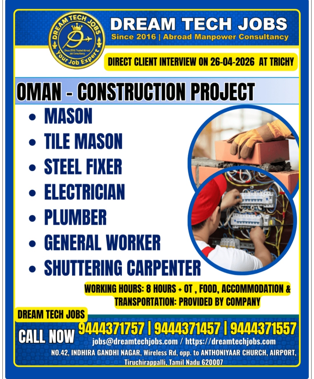 CONSTRUCTION PROJECT RECRUITMENT FOR OMAN