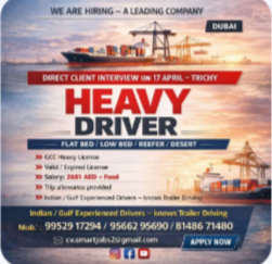 Dubai Heavy Driver Jobs 2026 🇦🇪 ✅ Direct Client Interview – Trichy (17 April)
