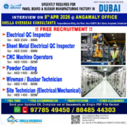 Electrical QC Inspector, CNC Machine Operator, Powder Coating, Wireman UAE