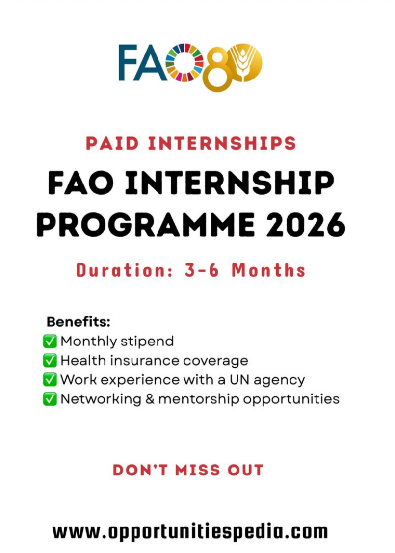 FAO Internship Programme 2026 | Fully Funded | 2026