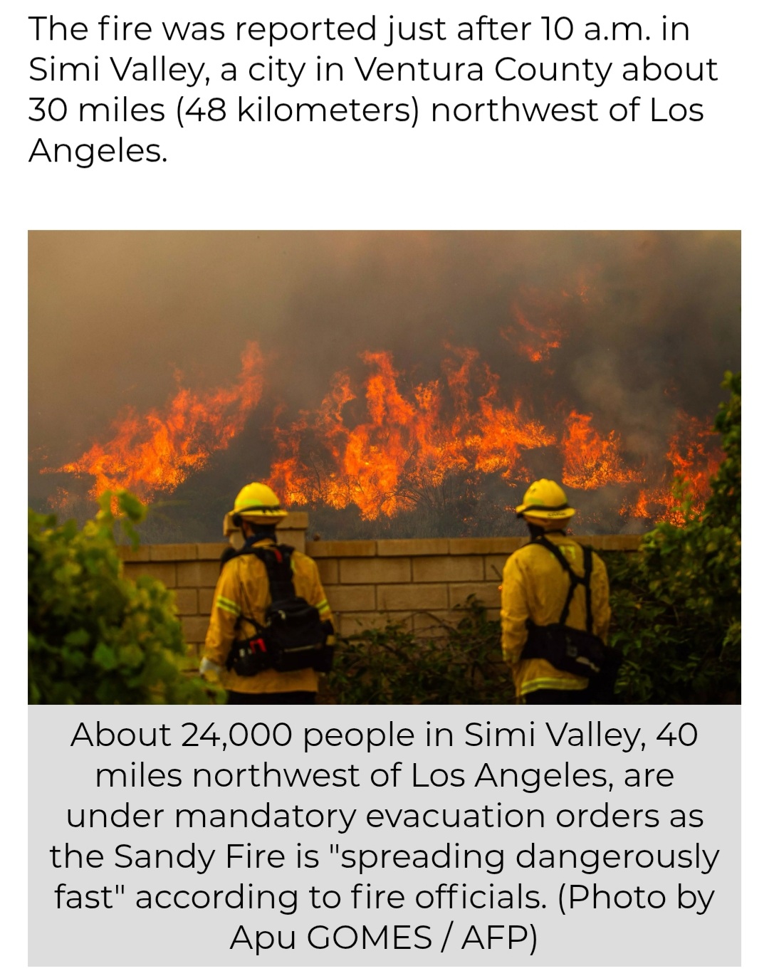 Fast-Growing Brush Fire in Southern California Threatens  Homes