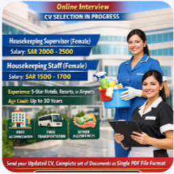 Female Housekeeping Supervisor Saudi Arabia