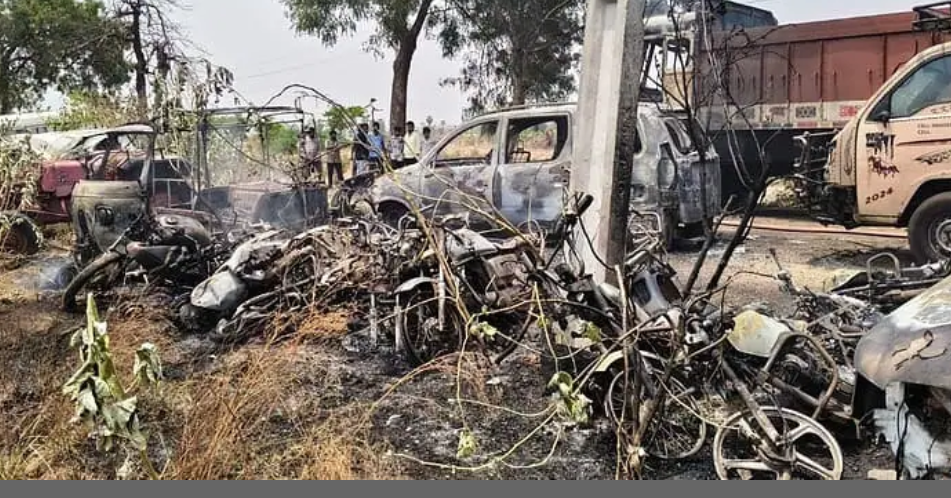 Fire near police station in Telangana’s Nalgonda guts over 30 seized vehicles