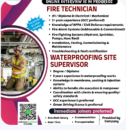 FIRE TECHNICIAN / WATERPROOFING SITE SUPERVISOR