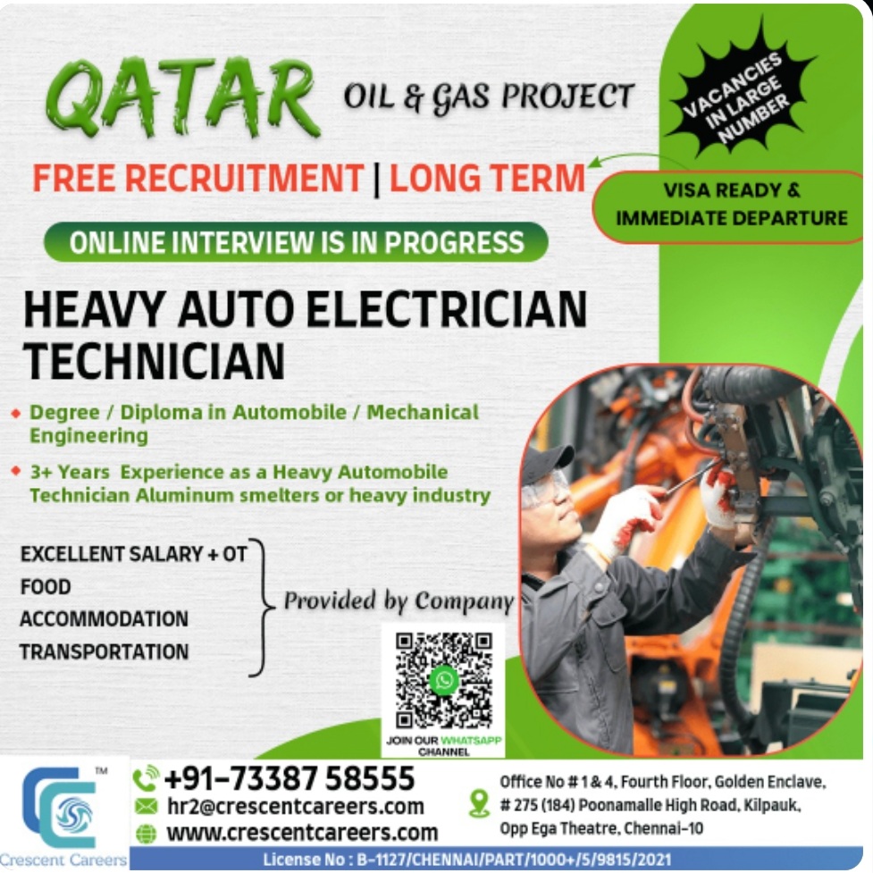 FREE RECRUITMENT FOR LONG TERM PROJECT AT QATAR