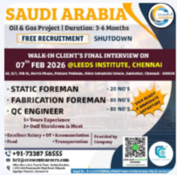 FREE RECRUTMENT – FABRICATION FOREMAN / QC ENGINEER