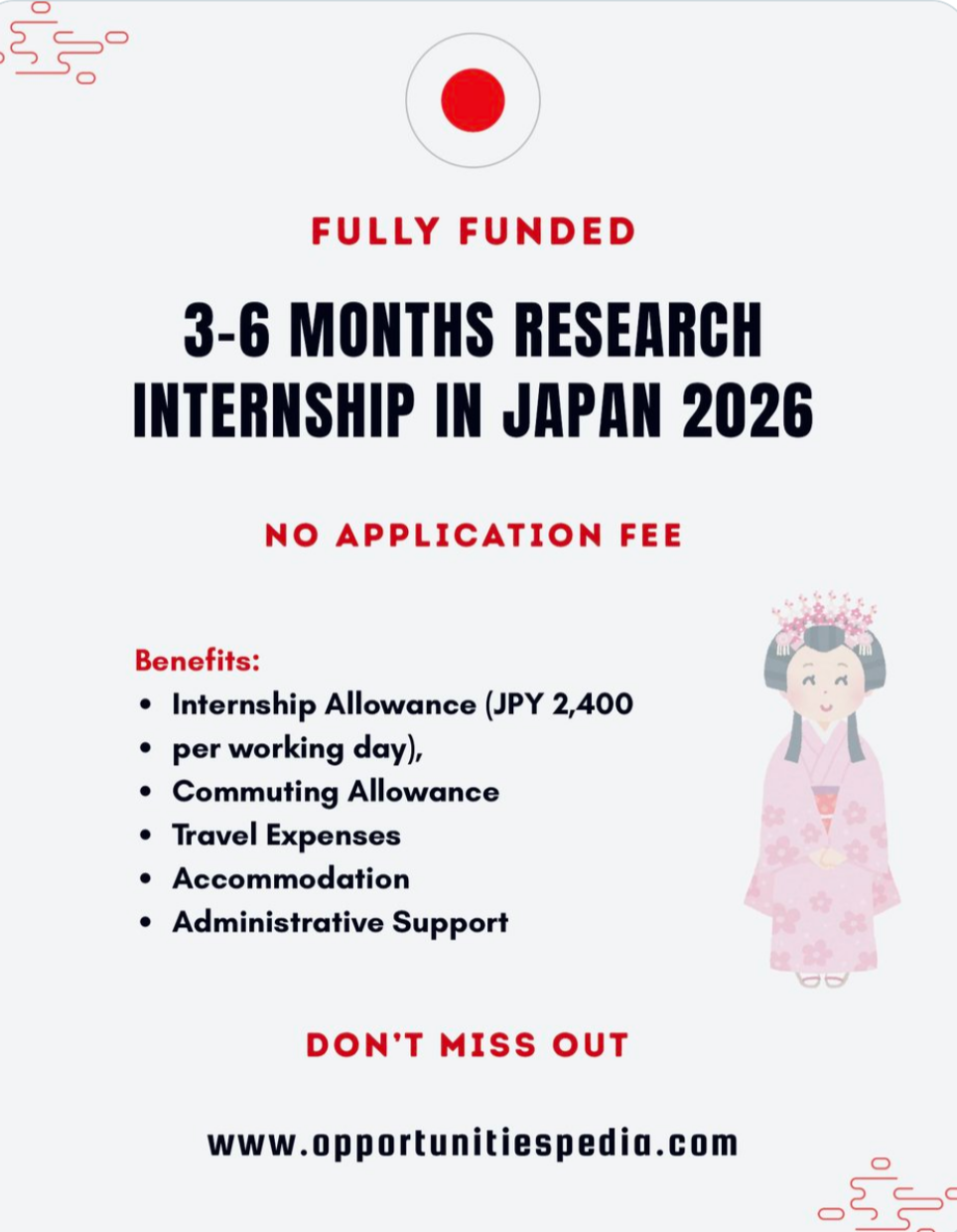 Fully Funded Research Internship in Japan | Spring 2026