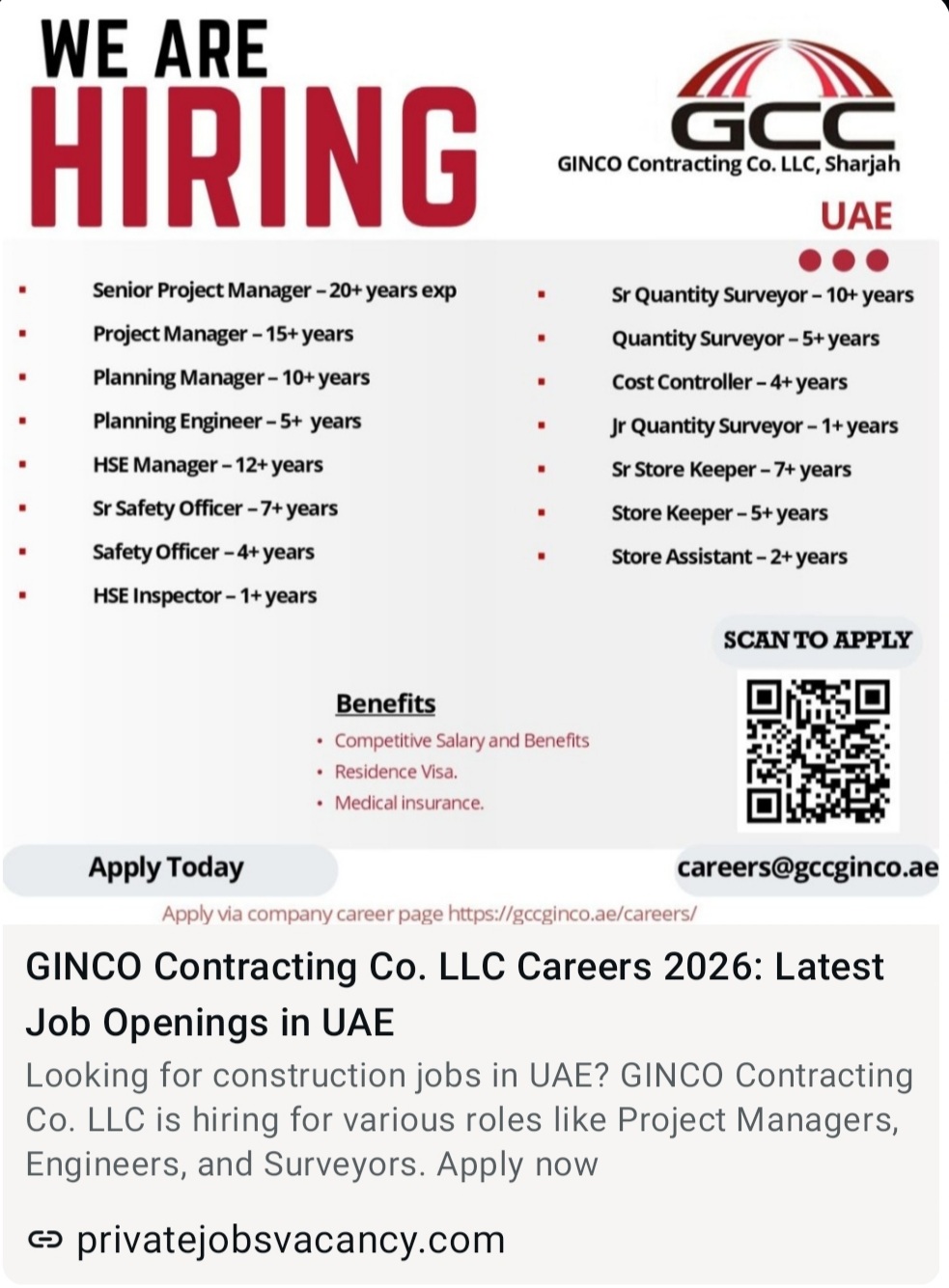GINCO CONTRACTING CO LLC IS RECRUITING FOR 2026