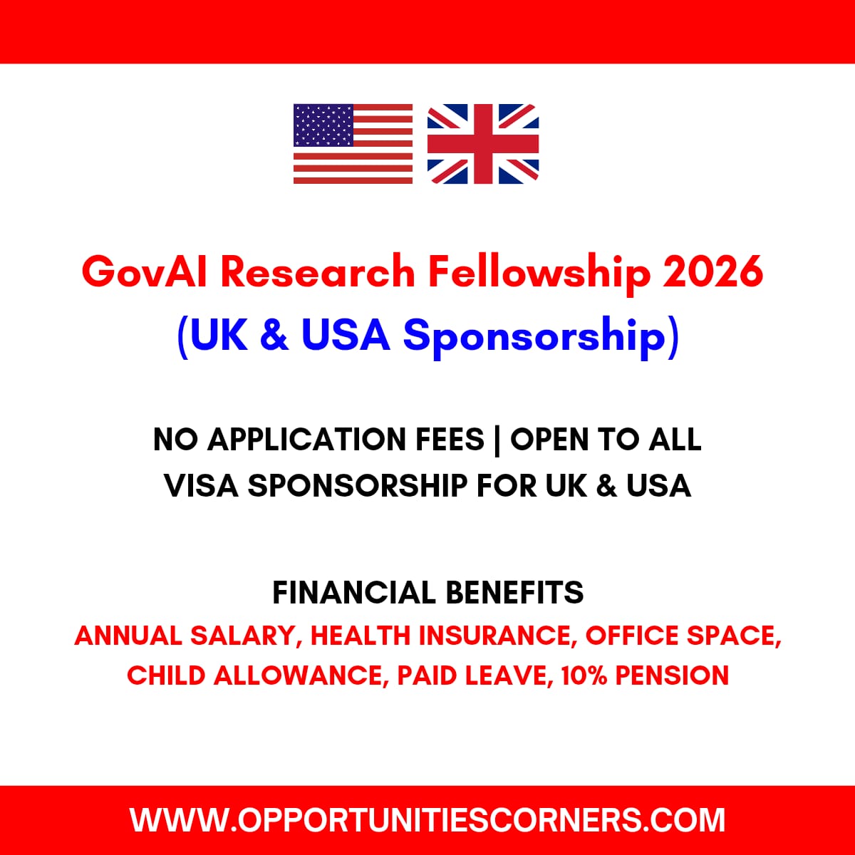 GovAI Research Fellowship 2026 (UK & USA Sponsorship)