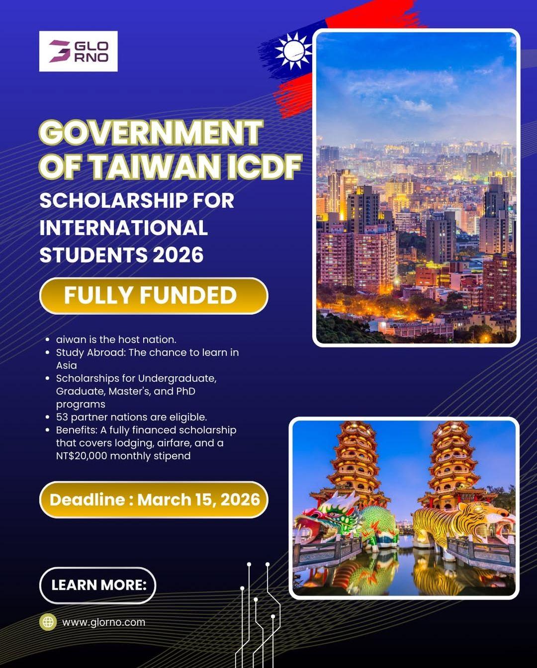 GOVERNMENT OF TAIWAN ICDF SCHOLARSHIP FOR INTERNATIONAL STUDENTS 2026