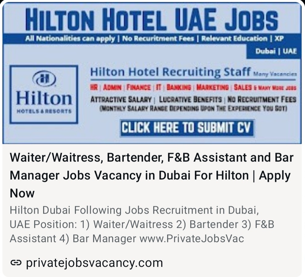 HILLTON HOTEL UAE JOBS