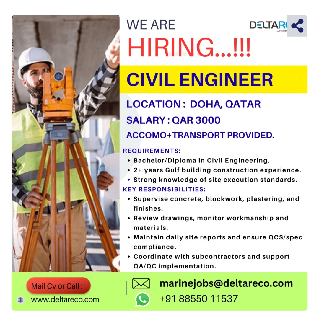 Hiring Civil Engineer for Qatar