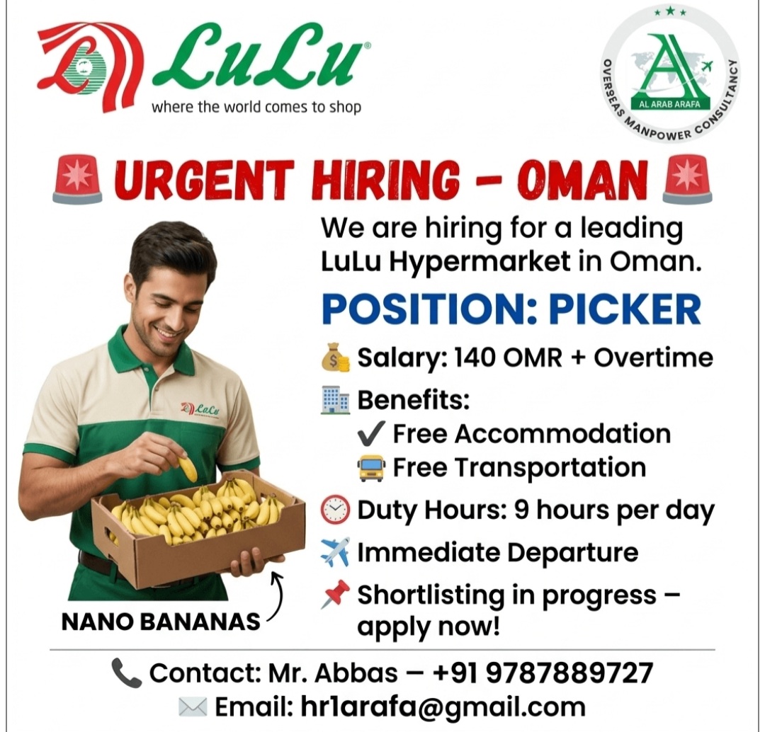 HIRING FOR A LEADING LULU HYPERMARKET IN OMAN