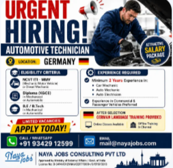 Hiring for Auto Technician Jobs in Europe