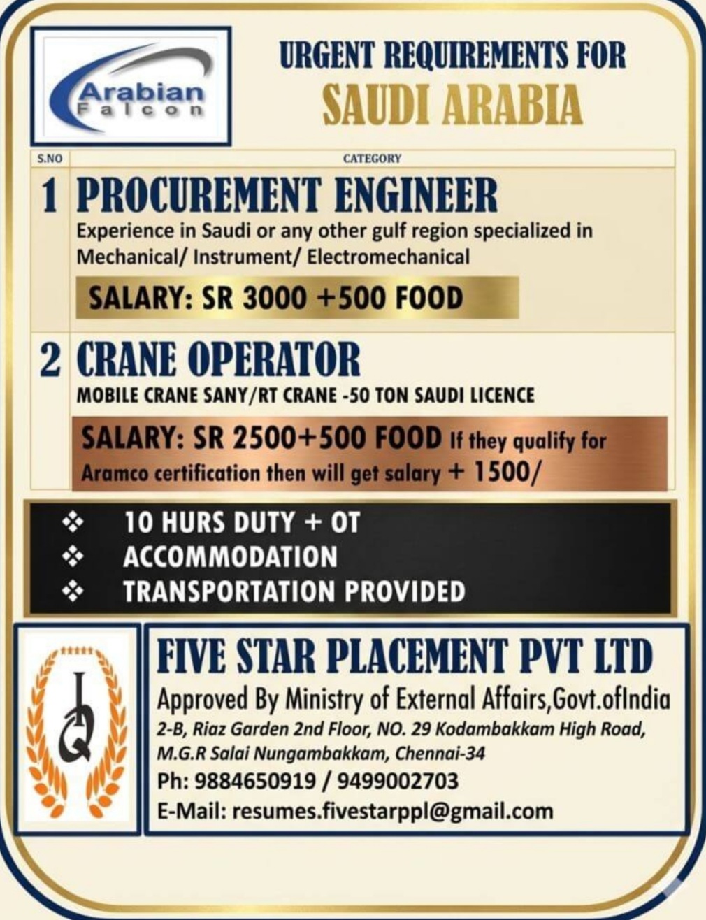 HIRING FOR ENGINEER AND OPERATOR AT SAUDI ARABIA