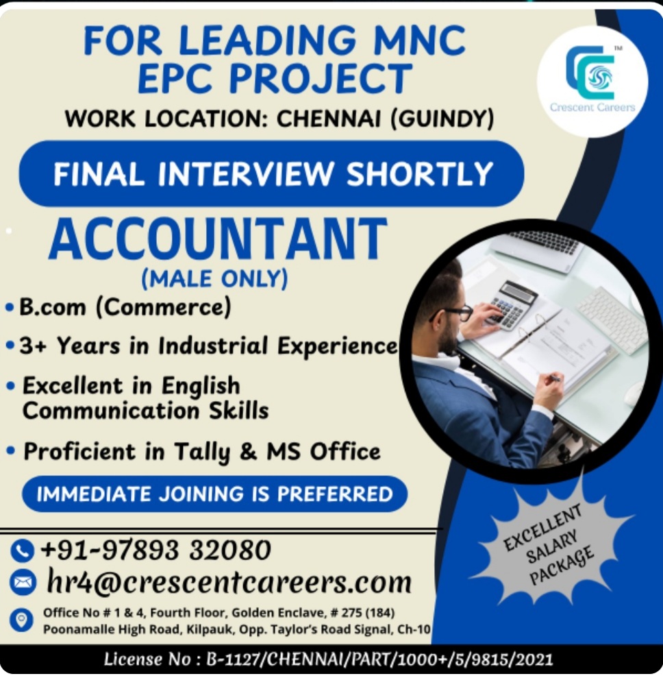 HIRING FOR LEADING MNC EPC PROJECT